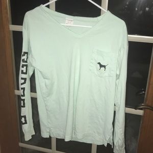 PINK long sleeve shirt shirt with v-neck cut